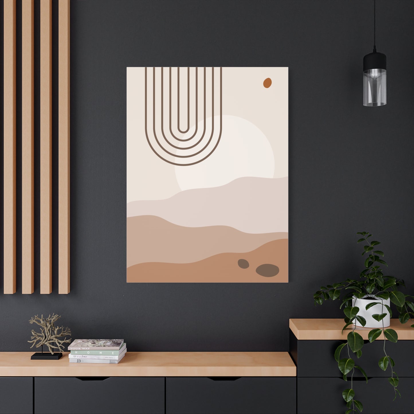 Brown View Wall Art Set 1.1 - Matte Canvas Decor with Minimalist Leaf Design