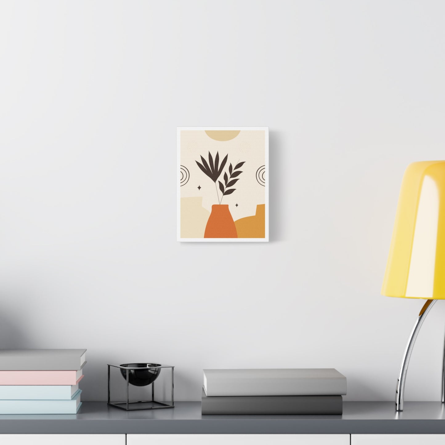 Lunar Bloom Art Set 1.1 - Matte Canvas Decor with Minimalist Leaf Design