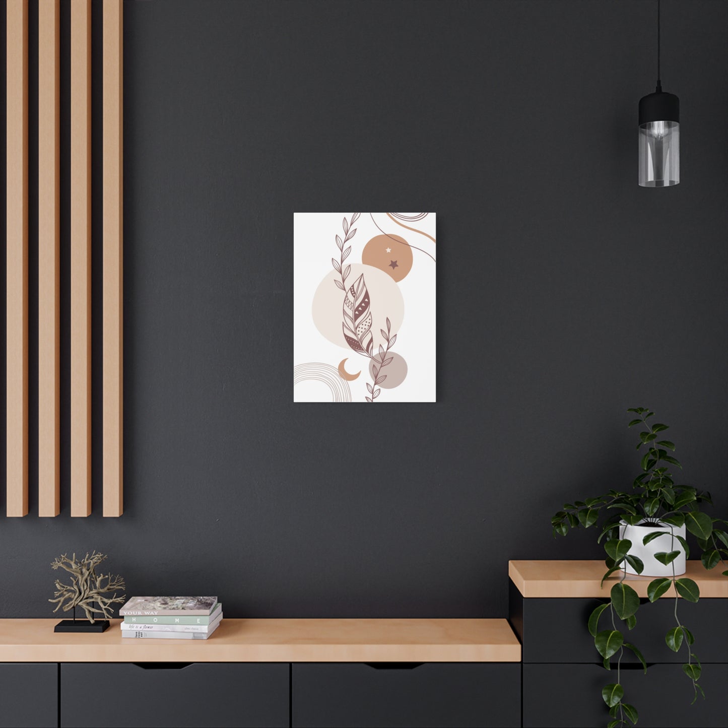 Sunset Botanica Art 1.3 - Matte Canvas Decor with Minimalist Leaf Design