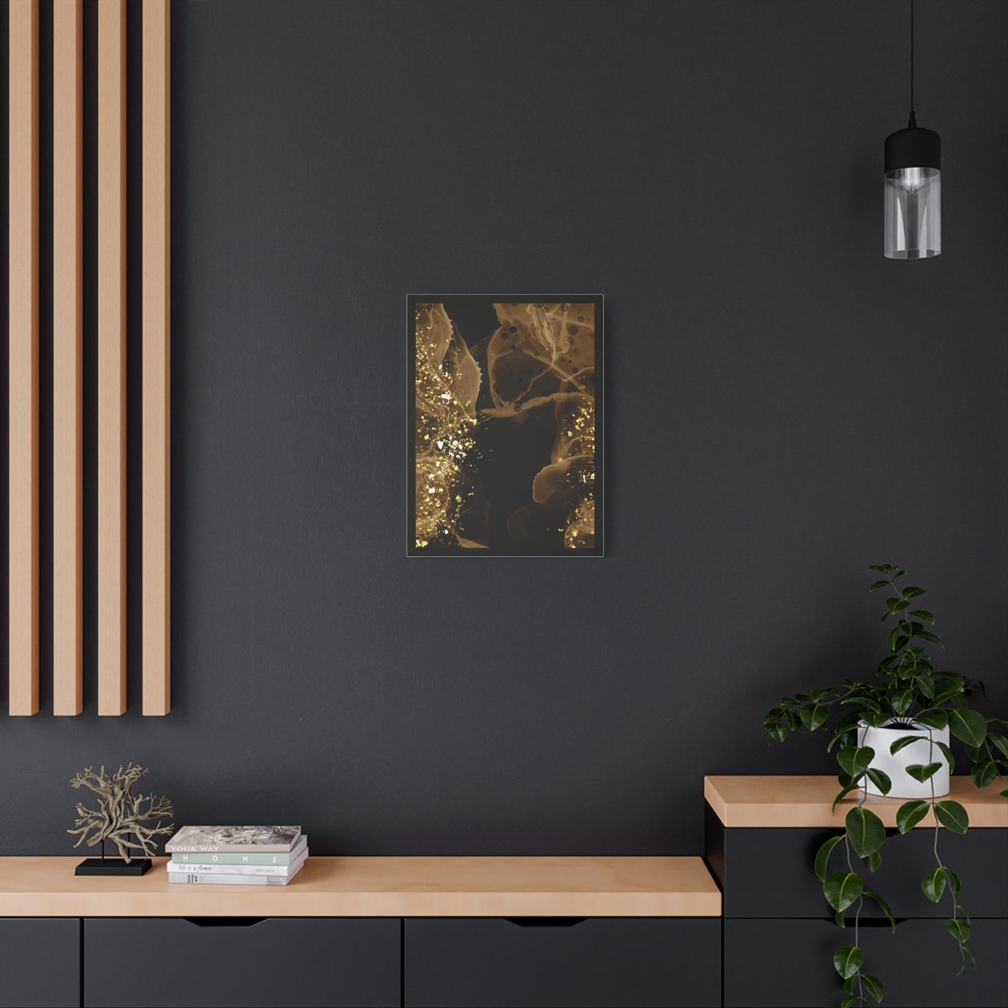 Gold Dust Art Set 1.1 - Matte Canvas Decor with Minimalist Leaf Design