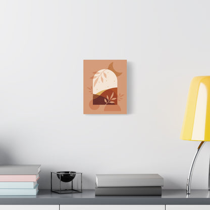 Abstract Terracotta Botanical Art Set 1.3 - Matte Canvas Decor with Minimalist Leaf Design