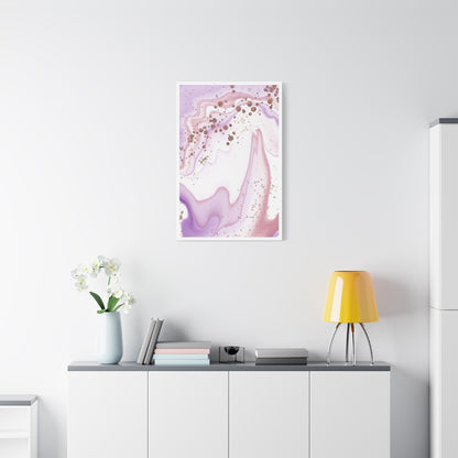 Blush Pink Marble Wall Art Set 1.1 - Matte Canvas Decor with Minimalist Leaf Design