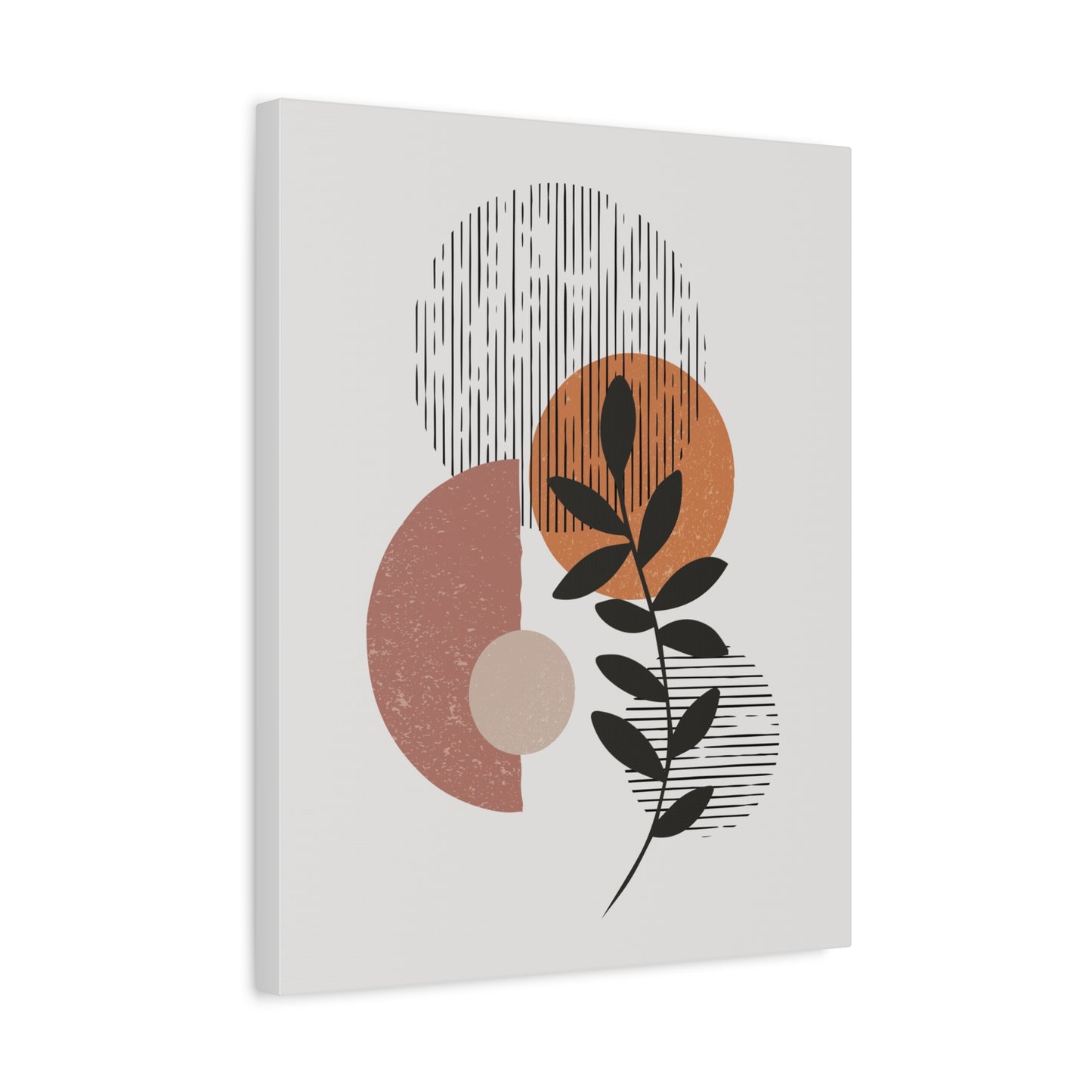 Orange Tone Flower Art Set 1.1 - Matte Canvas Decor with Minimalist Leaf Design