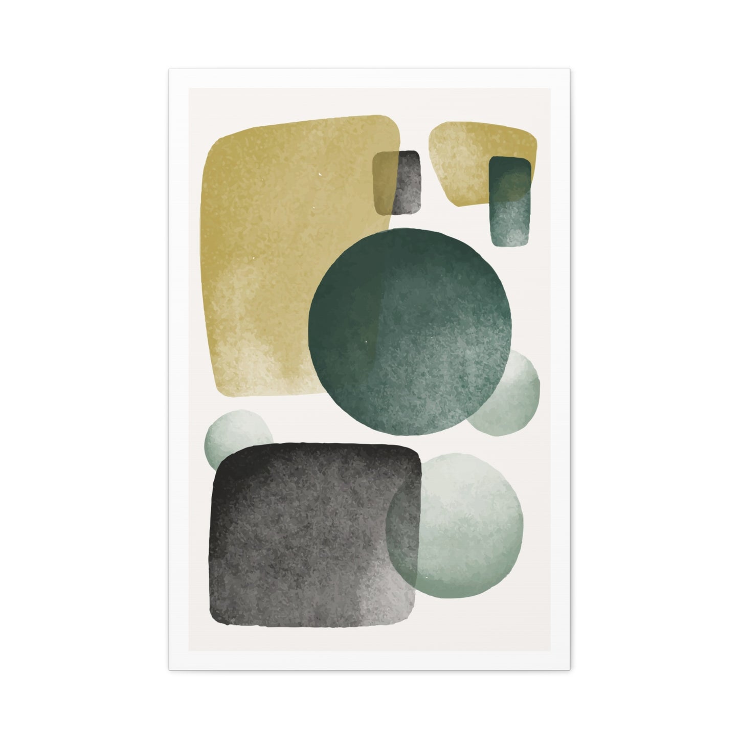 Army Green Art Set 1.1 - Matte Canvas Decor with Minimalist Leaf Design
