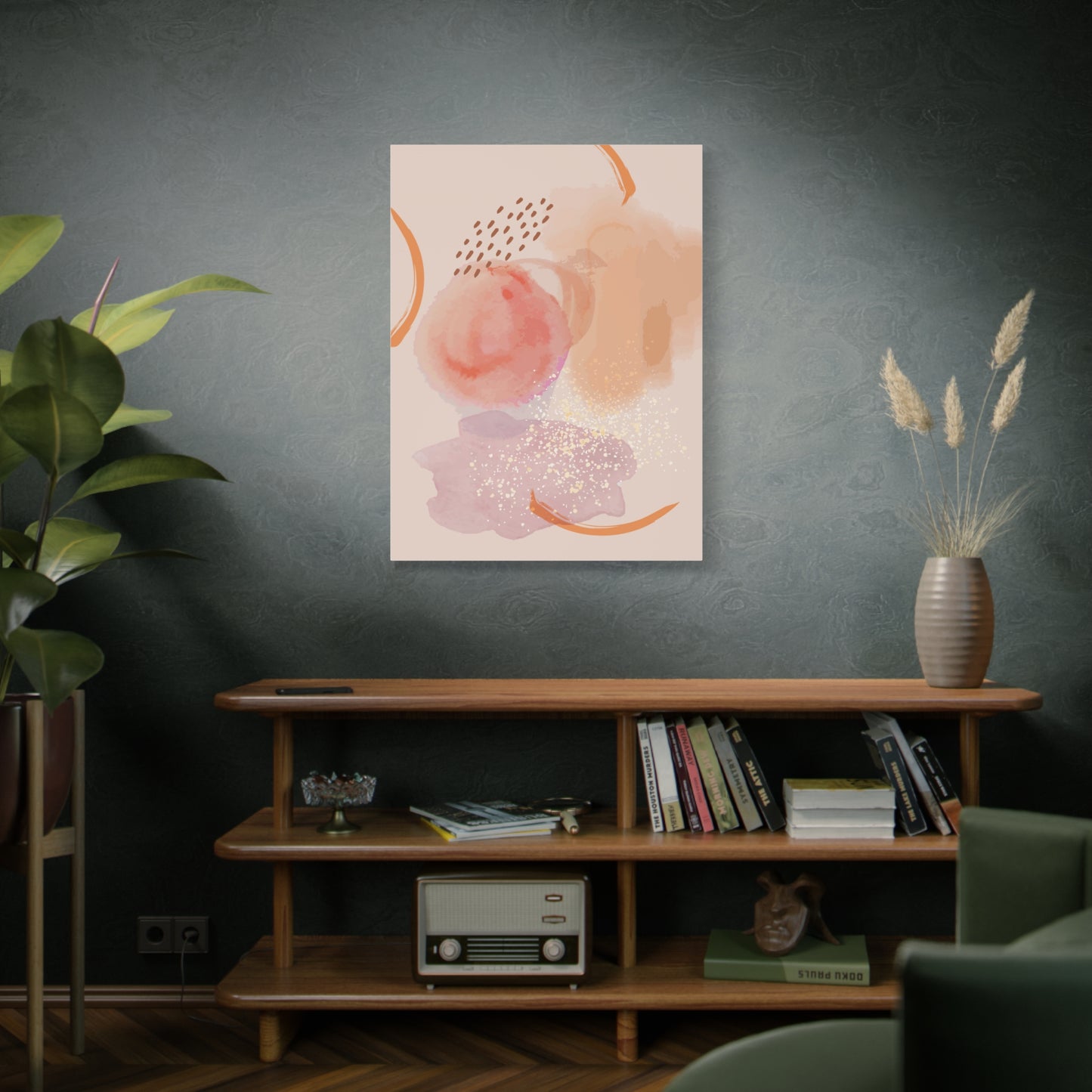 Sunlit Spark Art Set 1.2 - Matte Canvas Decor with Minimalist Leaf Design