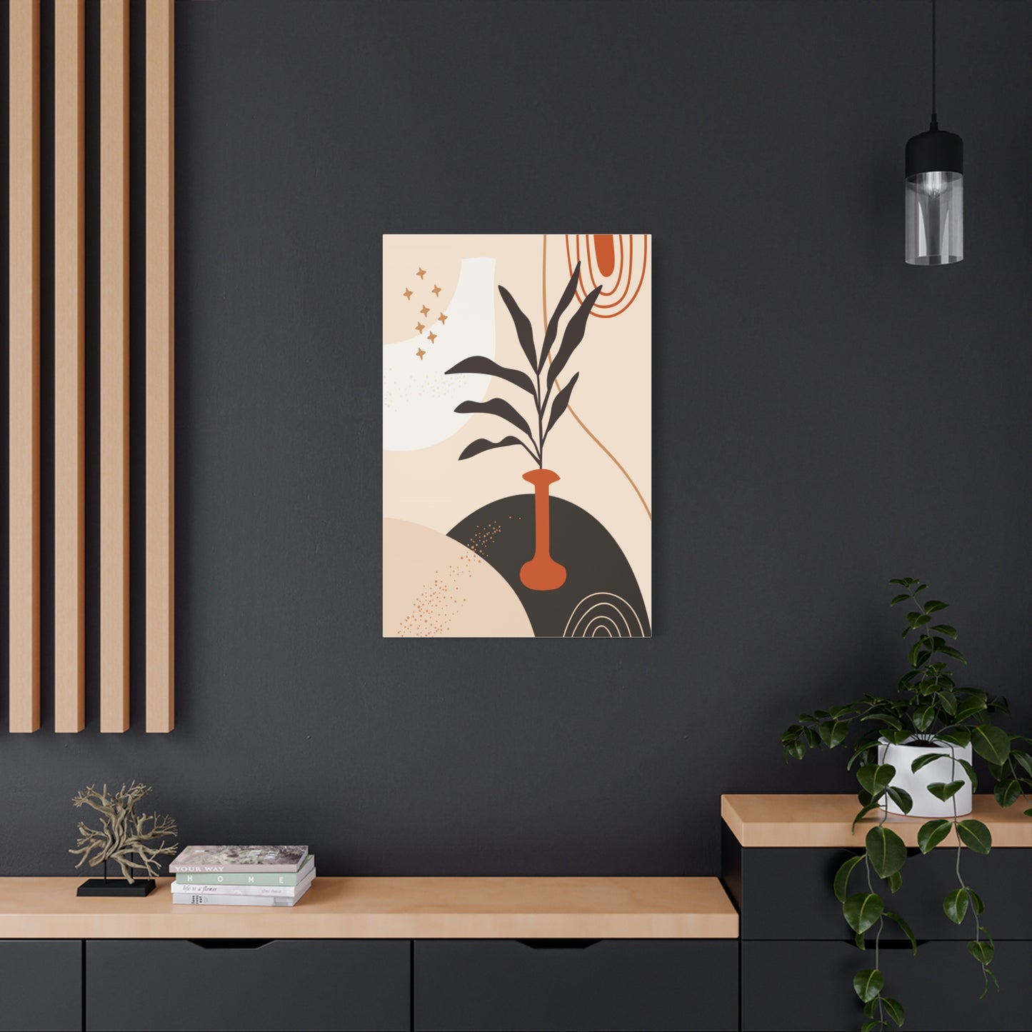 Boheme Luna  Art Set 1.1 - Matte Canvas Decor with Minimalist Leaf Design