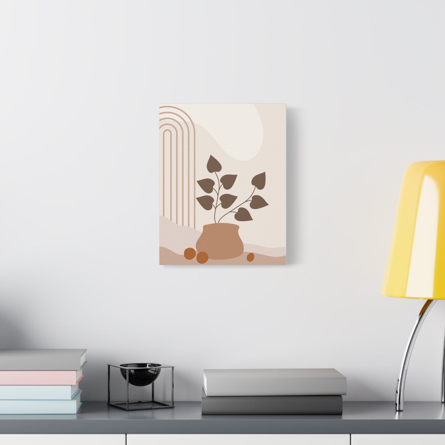 Brown View Wall Art Set 1.3 - Matte Canvas Decor with Minimalist Leaf Design