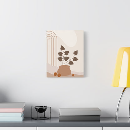Brown View Wall Art Set 1.3 - Matte Canvas Decor with Minimalist Leaf Design