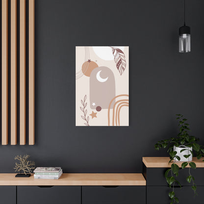 Sunset Botanica Art 1.2 - Matte Canvas Decor with Minimalist Leaf Design