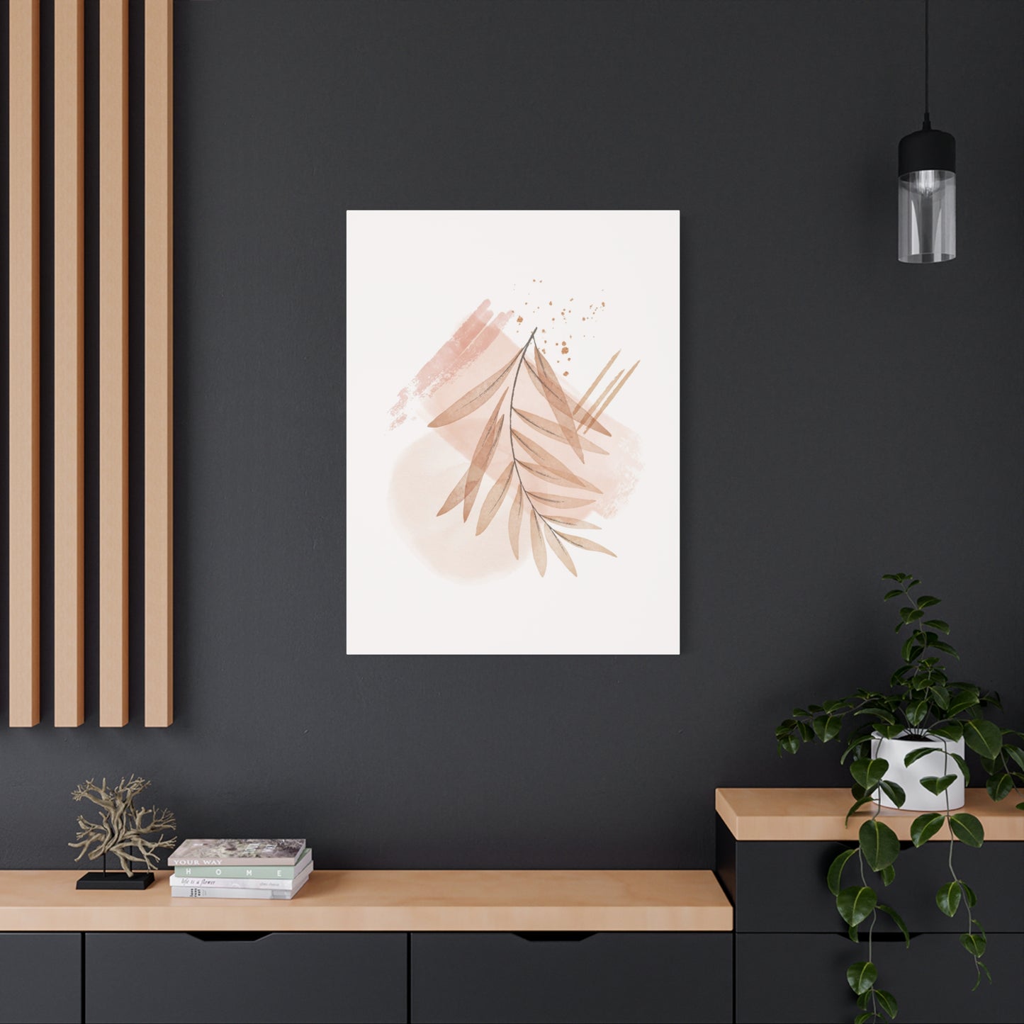 Abstract Earthy Florals Art Set 1.1 - Matte Canvas Decor with Minimalist Leaf Design