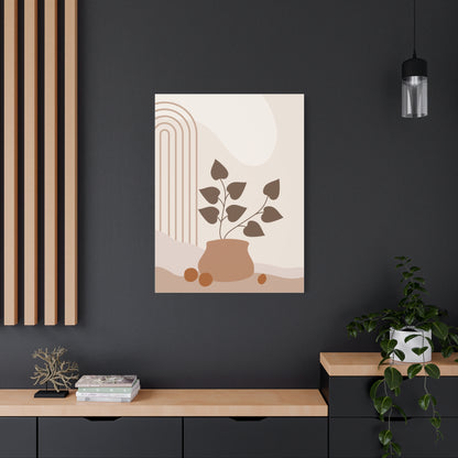 Brown View Wall Art Set 1.3 - Matte Canvas Decor with Minimalist Leaf Design