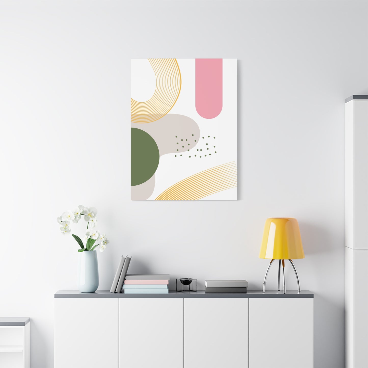 Minimal Geo Art Set 1.2 - Matte Canvas Decor with Minimalist Leaf Design