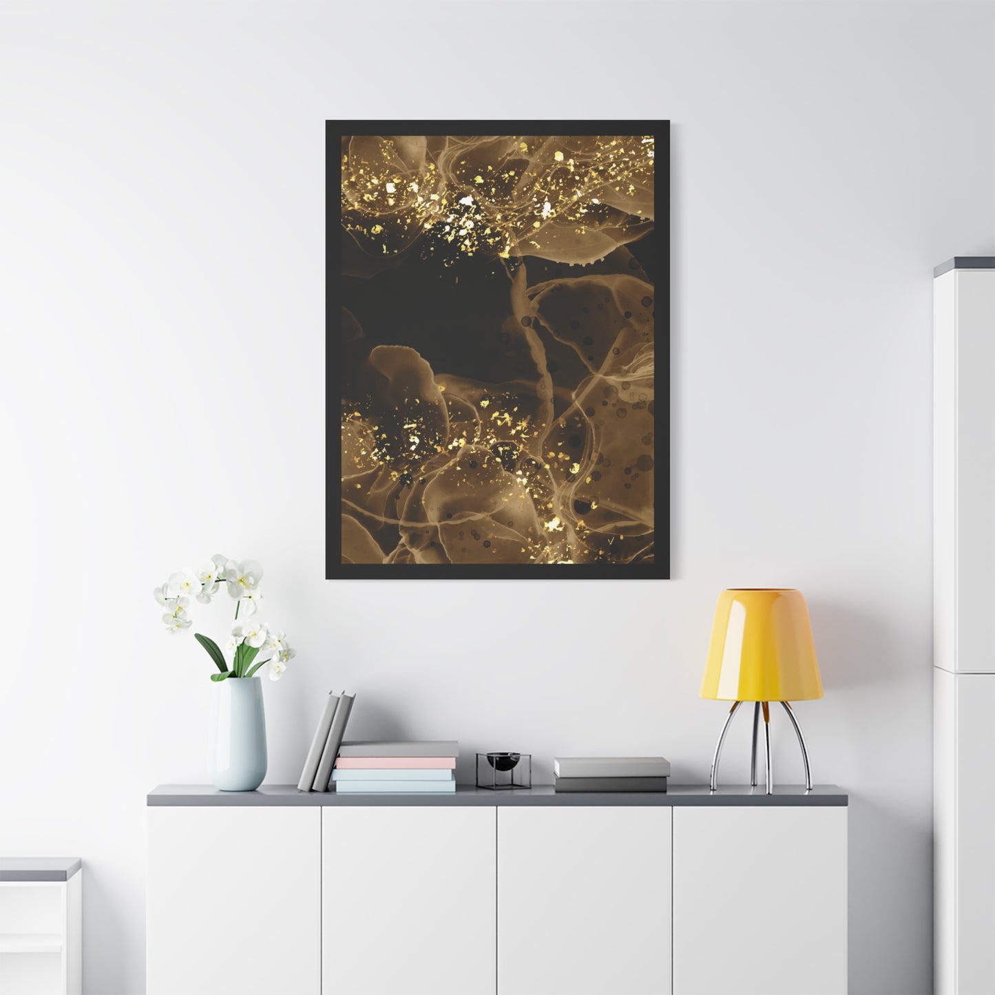 Gold Dust Art Set 1.3 - Matte Canvas Decor with Minimalist Leaf Design