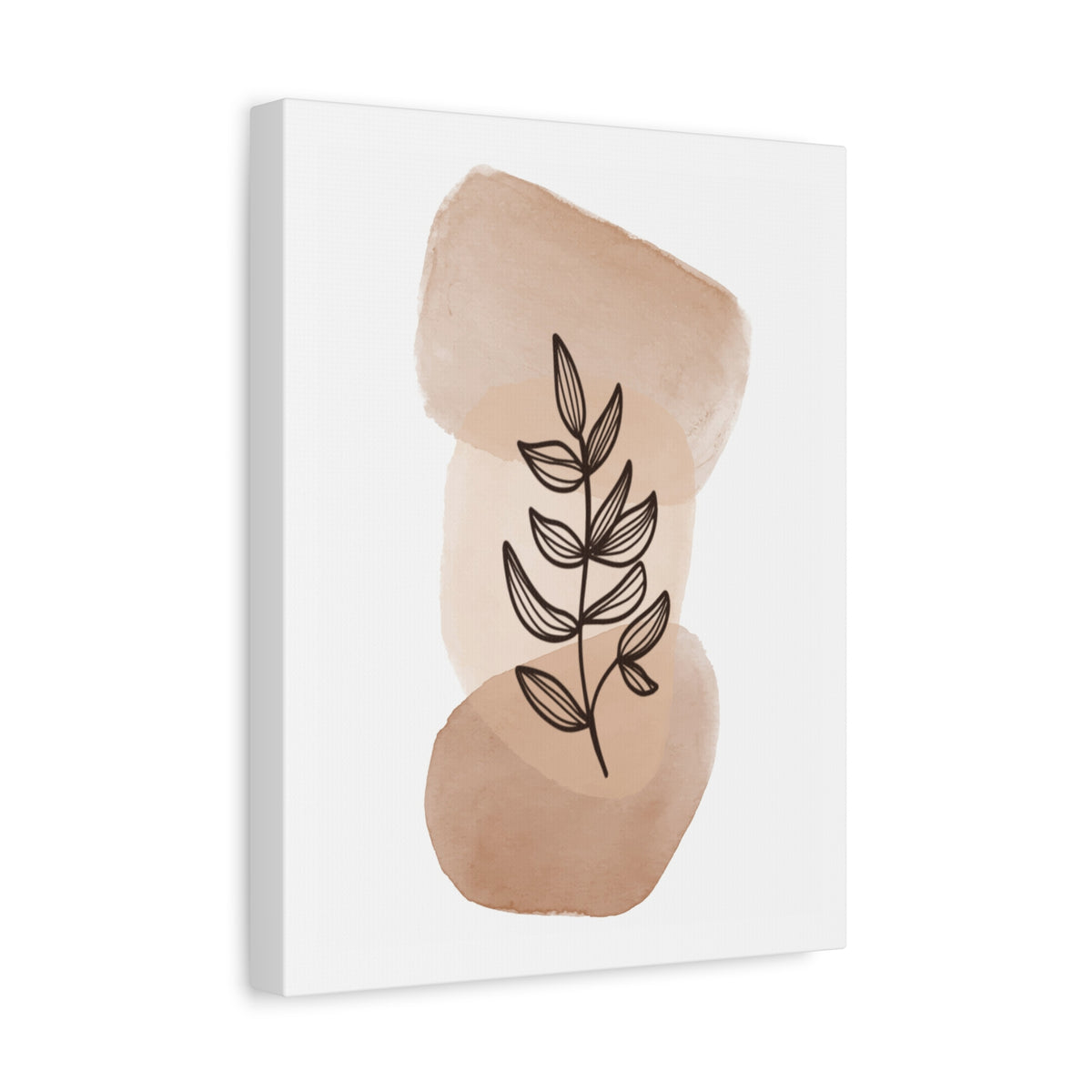 Brown Botanical Wall Art Set 1.1 - Matte Canvas Decor with Minimalist Leaf Design
