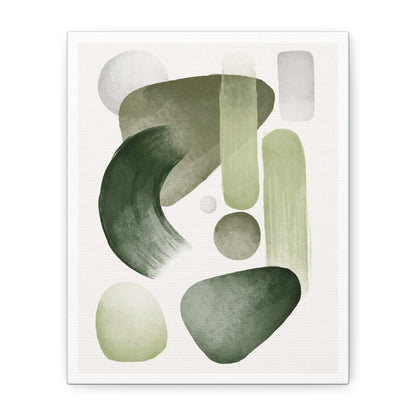 Olive Green Art Set 1.2- Matte Canvas Decor with Minimalist Leaf Design