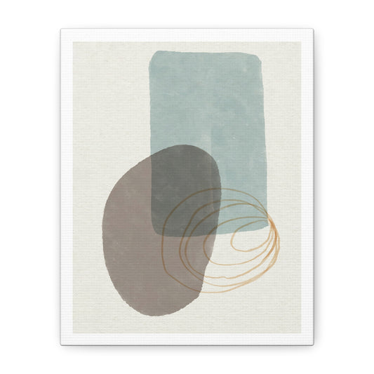 Blue Tone Watercolor Brush Art Set 1.1 - Matte Canvas Decor with Minimalist Leaf Design