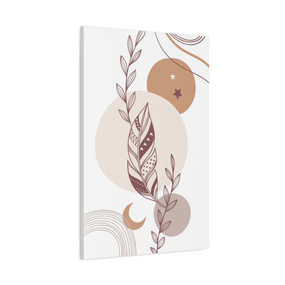 Sunset Botanica Art 1.3 - Matte Canvas Decor with Minimalist Leaf Design