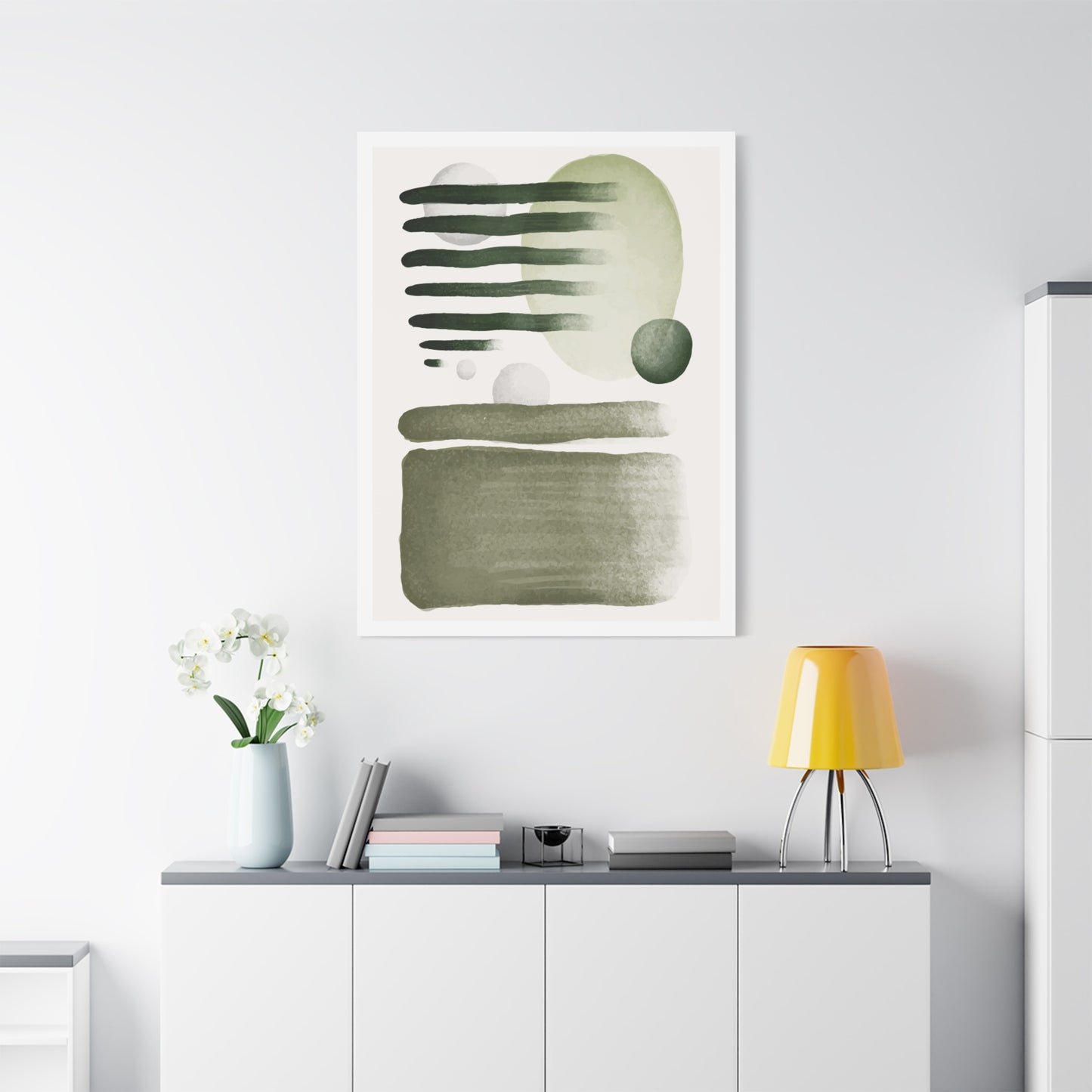 Olive Green Art Set 1.1 - Matte Canvas Decor with Minimalist Leaf Design
