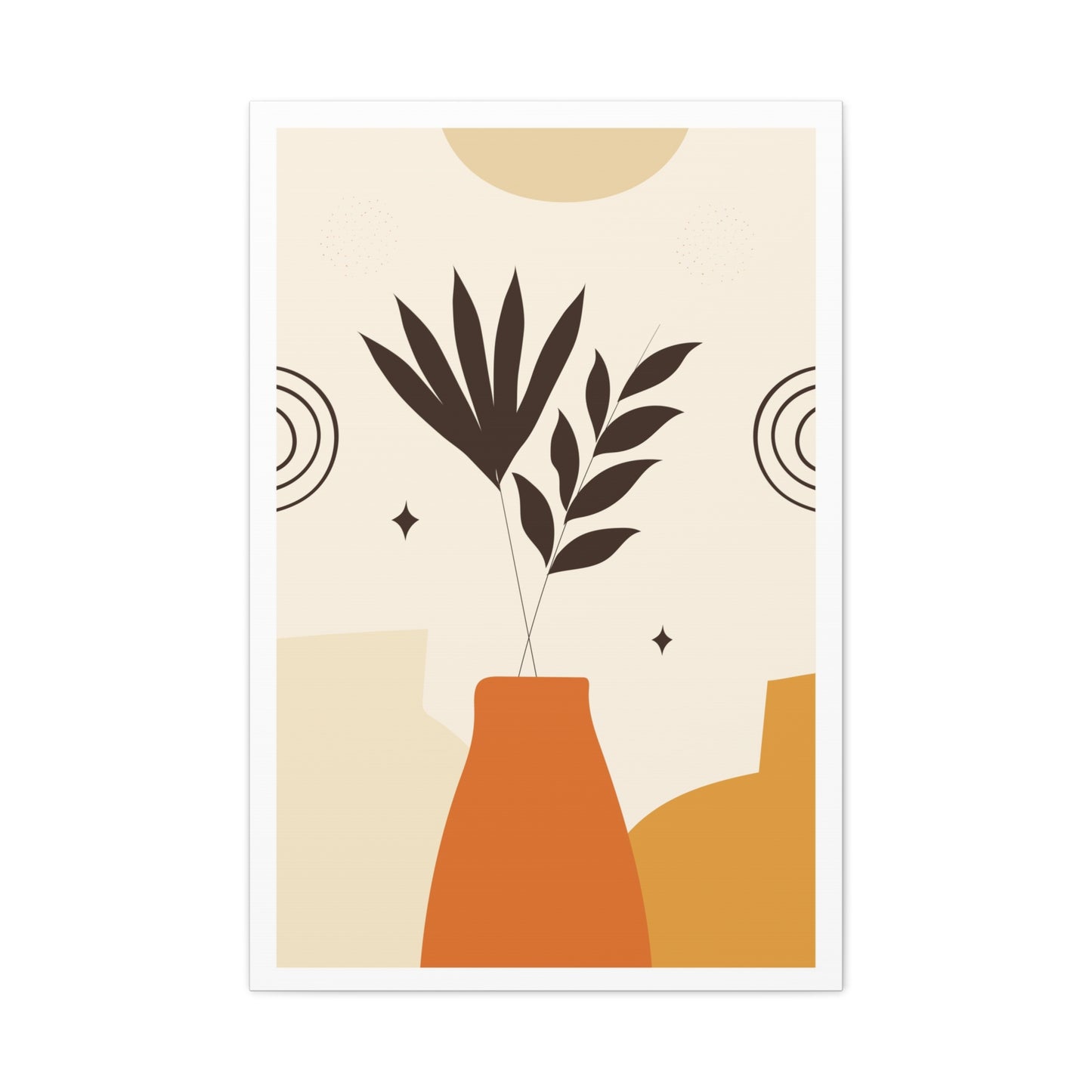 Lunar Bloom Art Set 1.1 - Matte Canvas Decor with Minimalist Leaf Design
