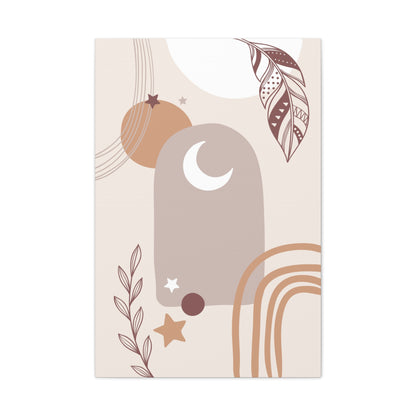 Sunset Botanica Art 1.2 - Matte Canvas Decor with Minimalist Leaf Design