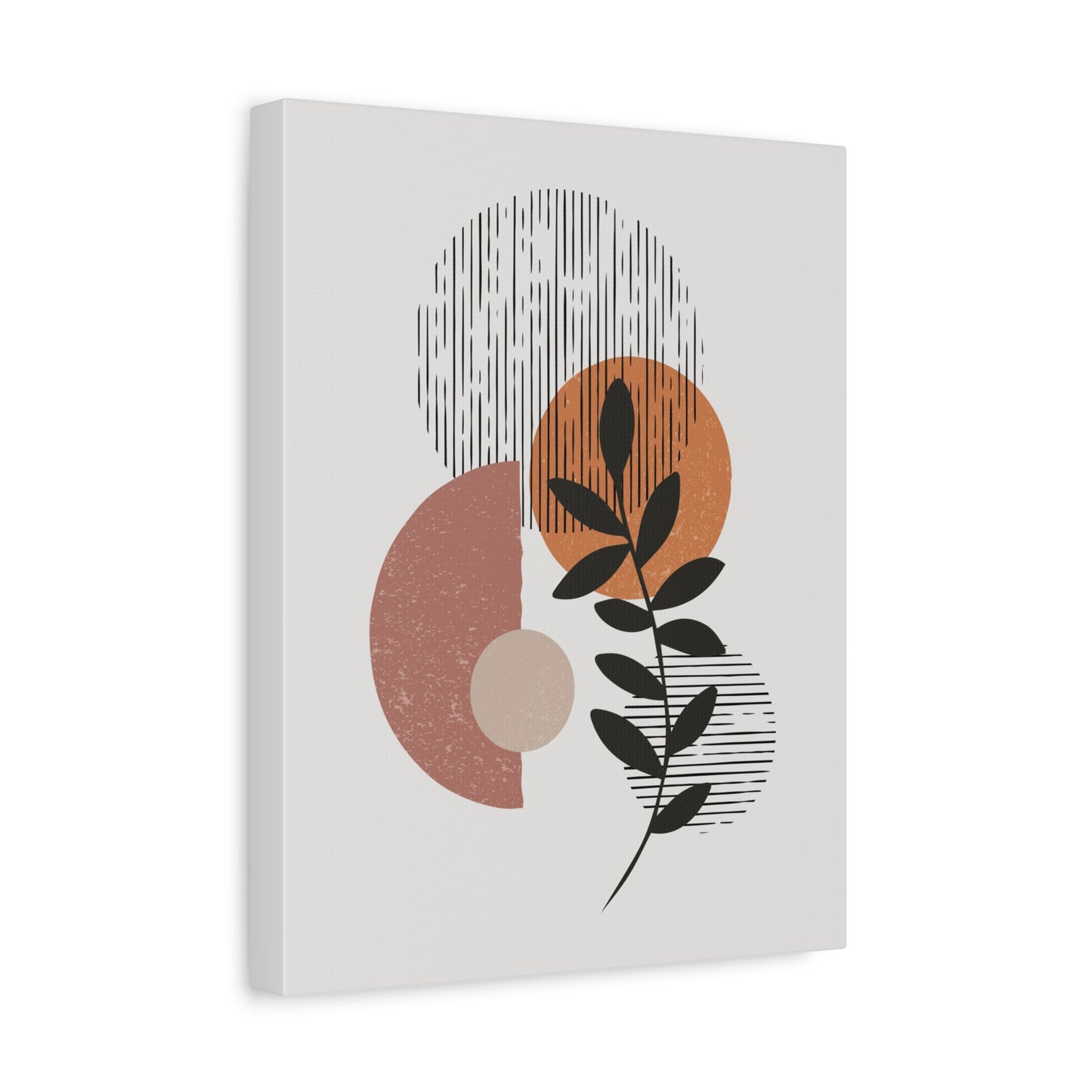 Orange Tone Flower Art Set 1.1 - Matte Canvas Decor with Minimalist Leaf Design