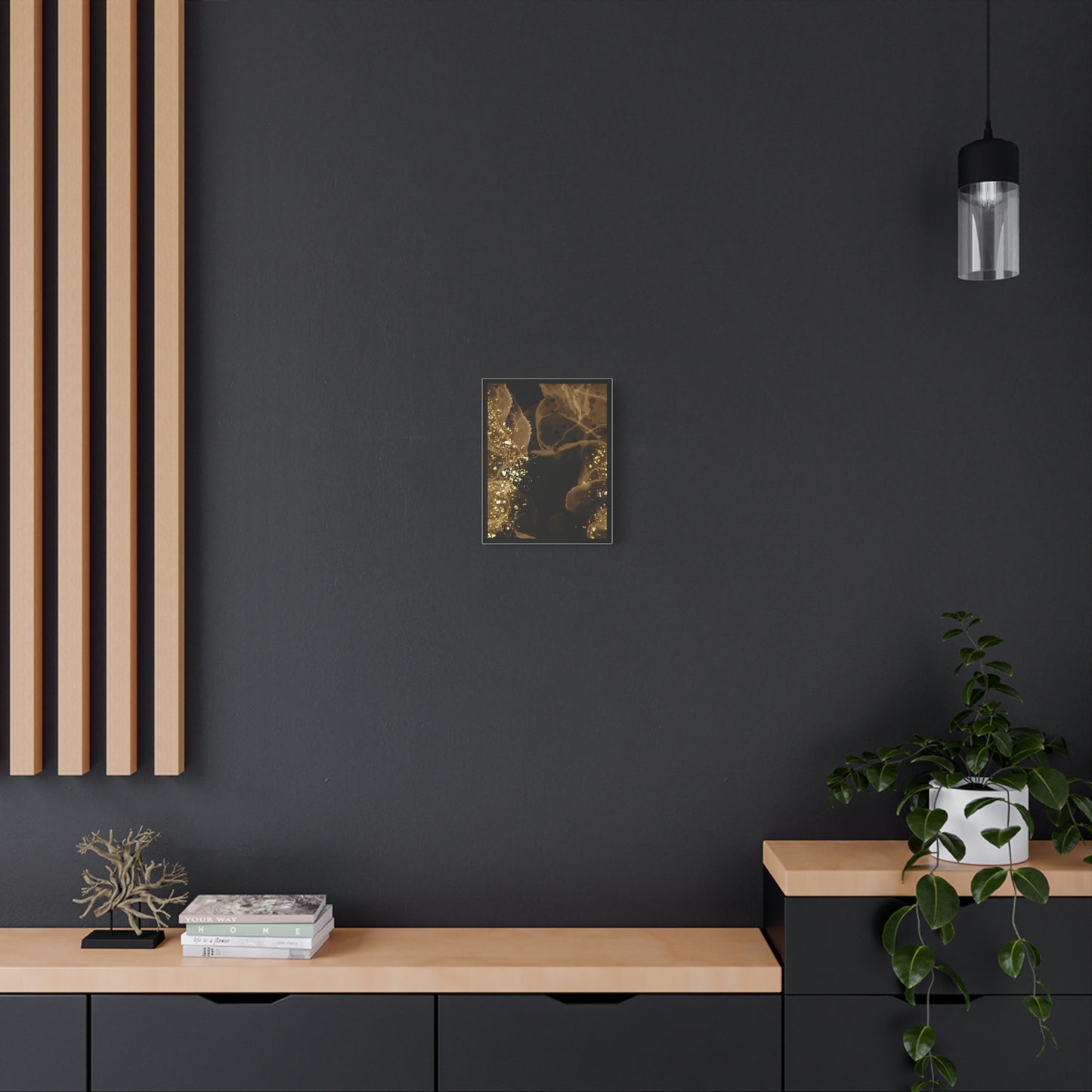 Gold Dust Art Set 1.1 - Matte Canvas Decor with Minimalist Leaf Design