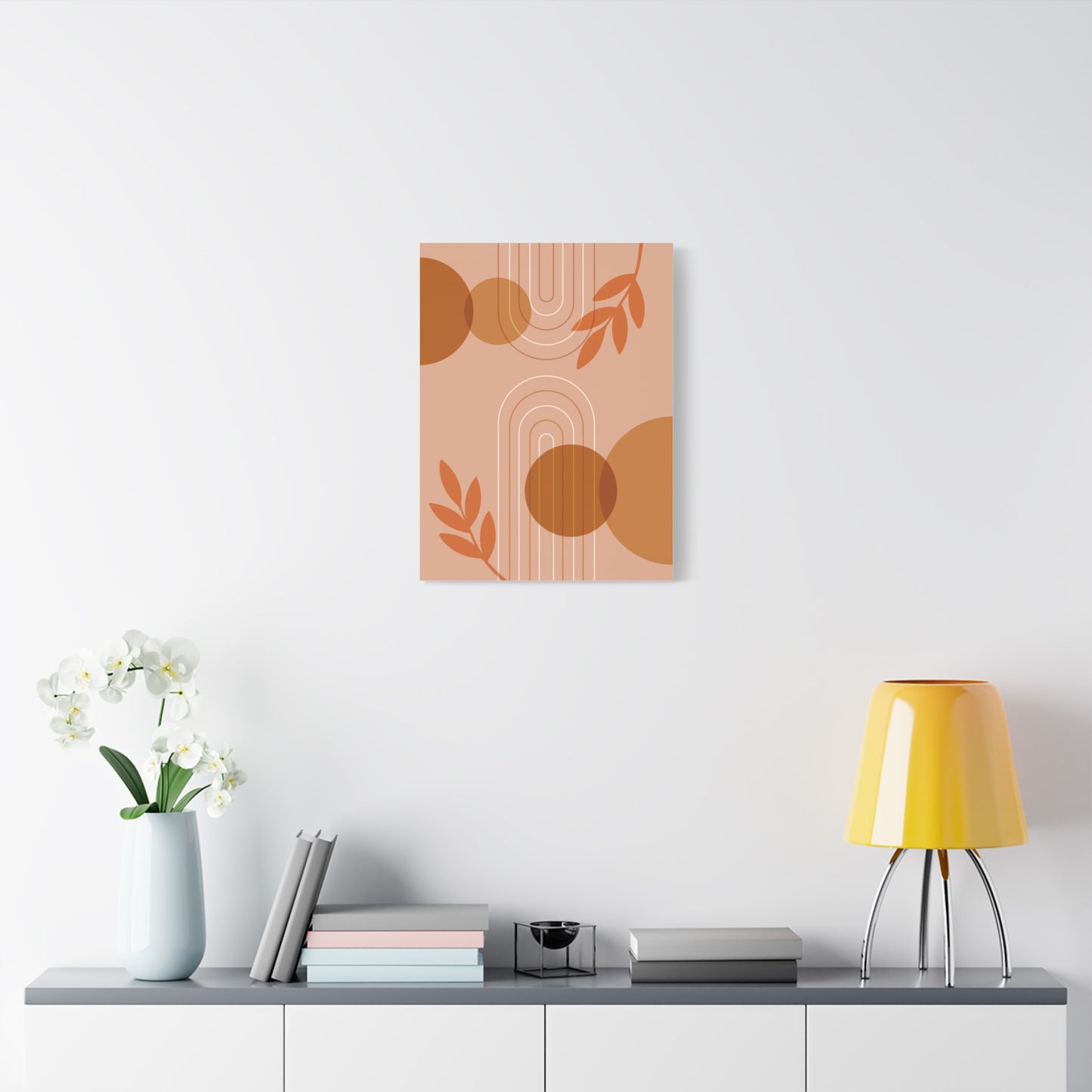 Abstract Terracotta Botanical Art Set 1.2 - Matte Canvas Decor with Minimalist Leaf Design