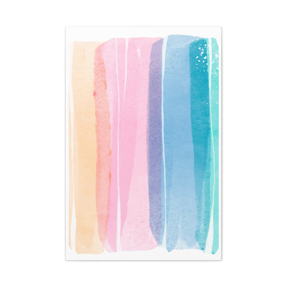 Soft Watercolor Color Set 1.3- Matte Canvas Decor with Minimalist Leaf Design