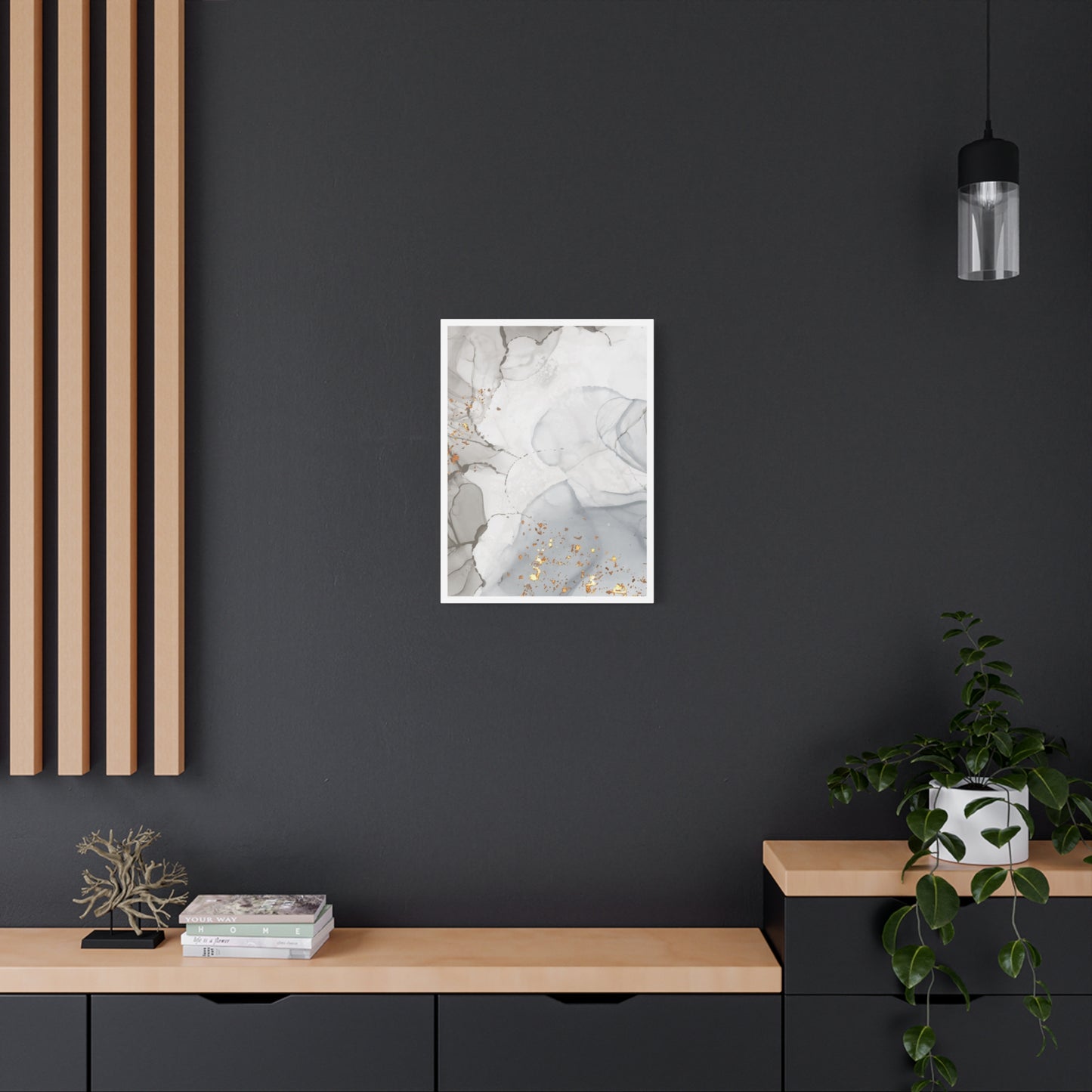Ash Dust Art Set 1.3 - Matte Canvas Decor with Minimalist Leaf Design