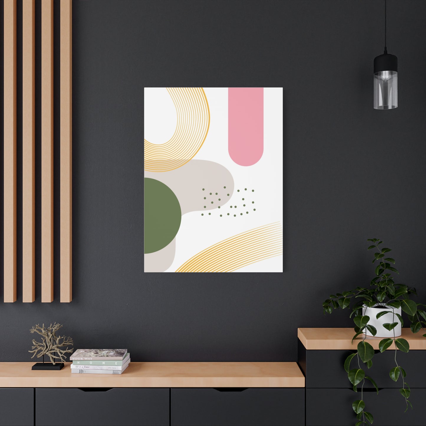 Minimal Geo Art Set 1.2 - Matte Canvas Decor with Minimalist Leaf Design