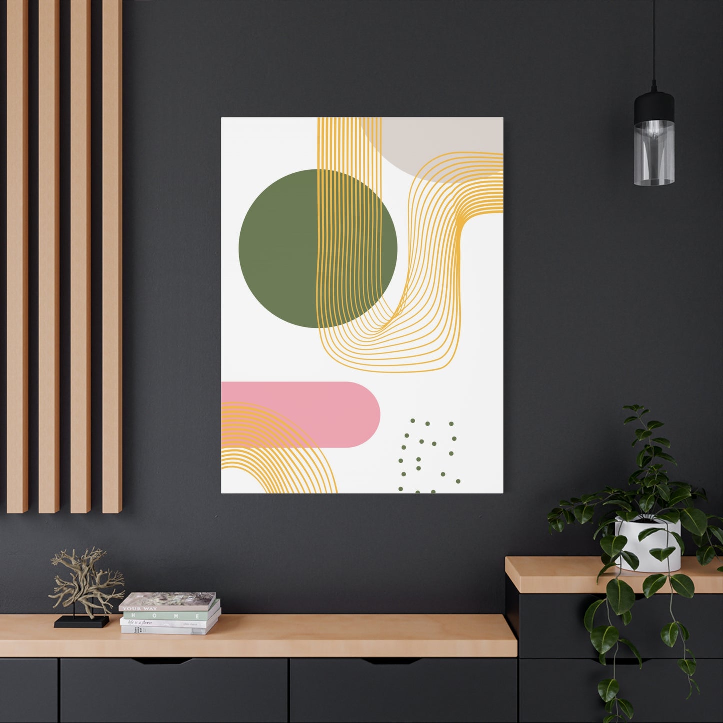Minimal Geo Art Set 1.1 - Matte Canvas Decor with Minimalist Leaf Design