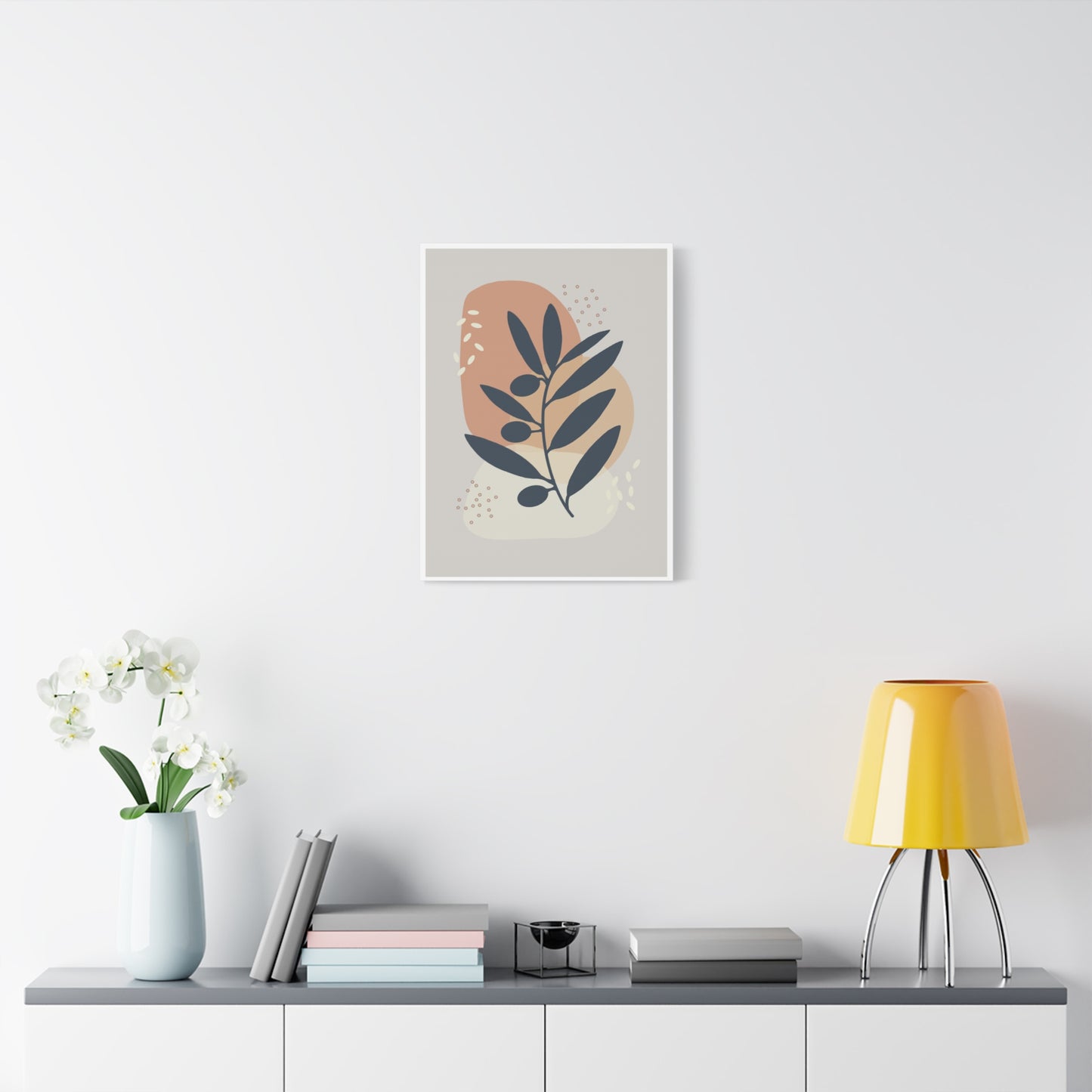 Pink Minimal  Flower Art Set 1.3 - Matte Canvas Decor with Minimalist Leaf Design