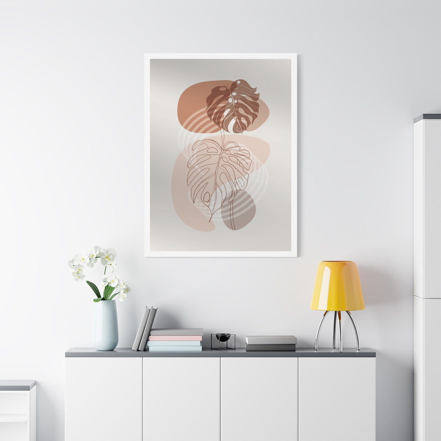 Brown Leaf Wall Painting Set 1.2 - Matte Canvas Decor with Minimalist Leaf Design