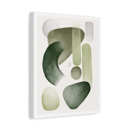 Olive Green Art Set 1.2- Matte Canvas Decor with Minimalist Leaf Design