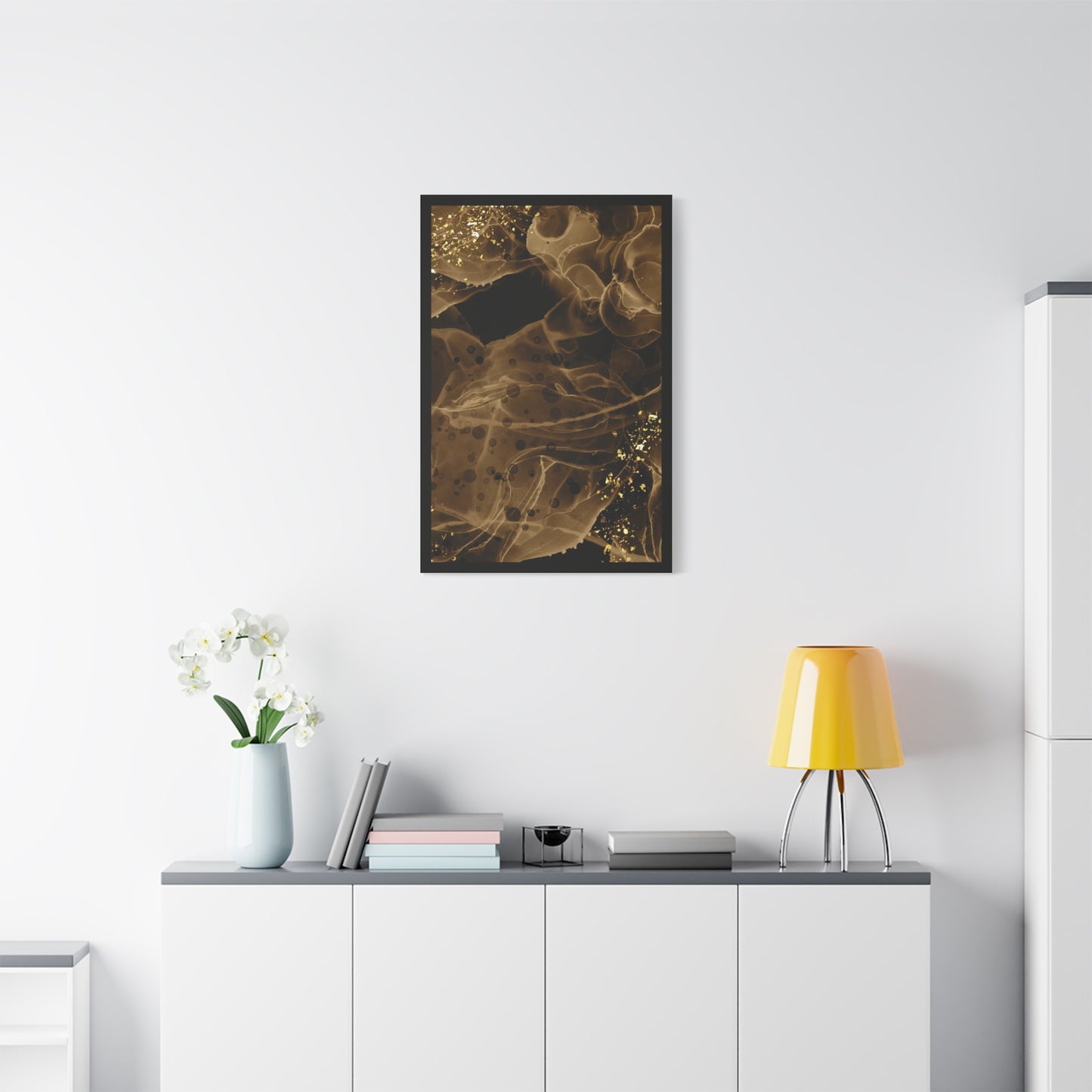 Gold Dust Art Set 1.2 - Matte Canvas Decor with Minimalist Leaf Design