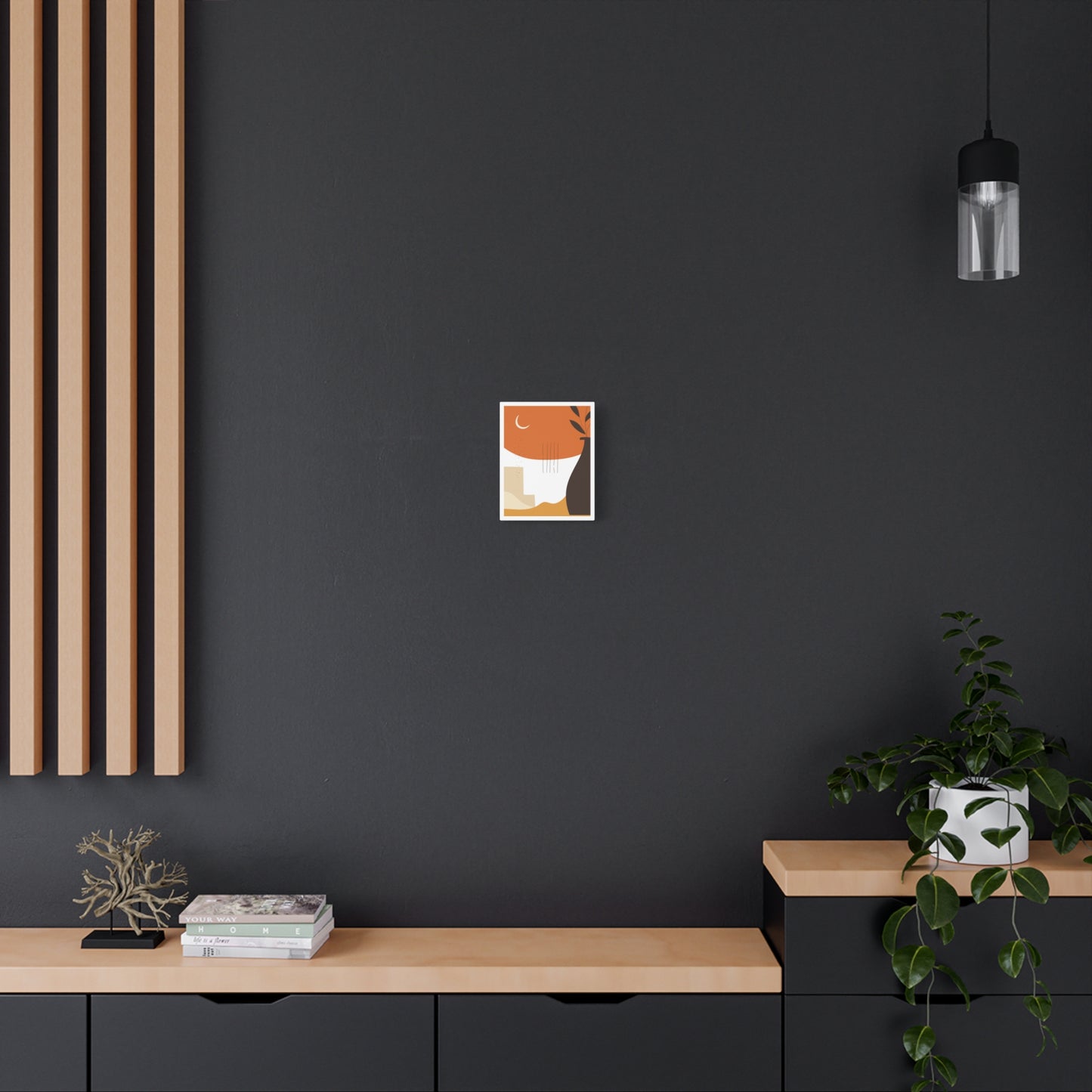 Lunar Bloom Art Set 1.3 - Matte Canvas Decor with Minimalist Leaf Design