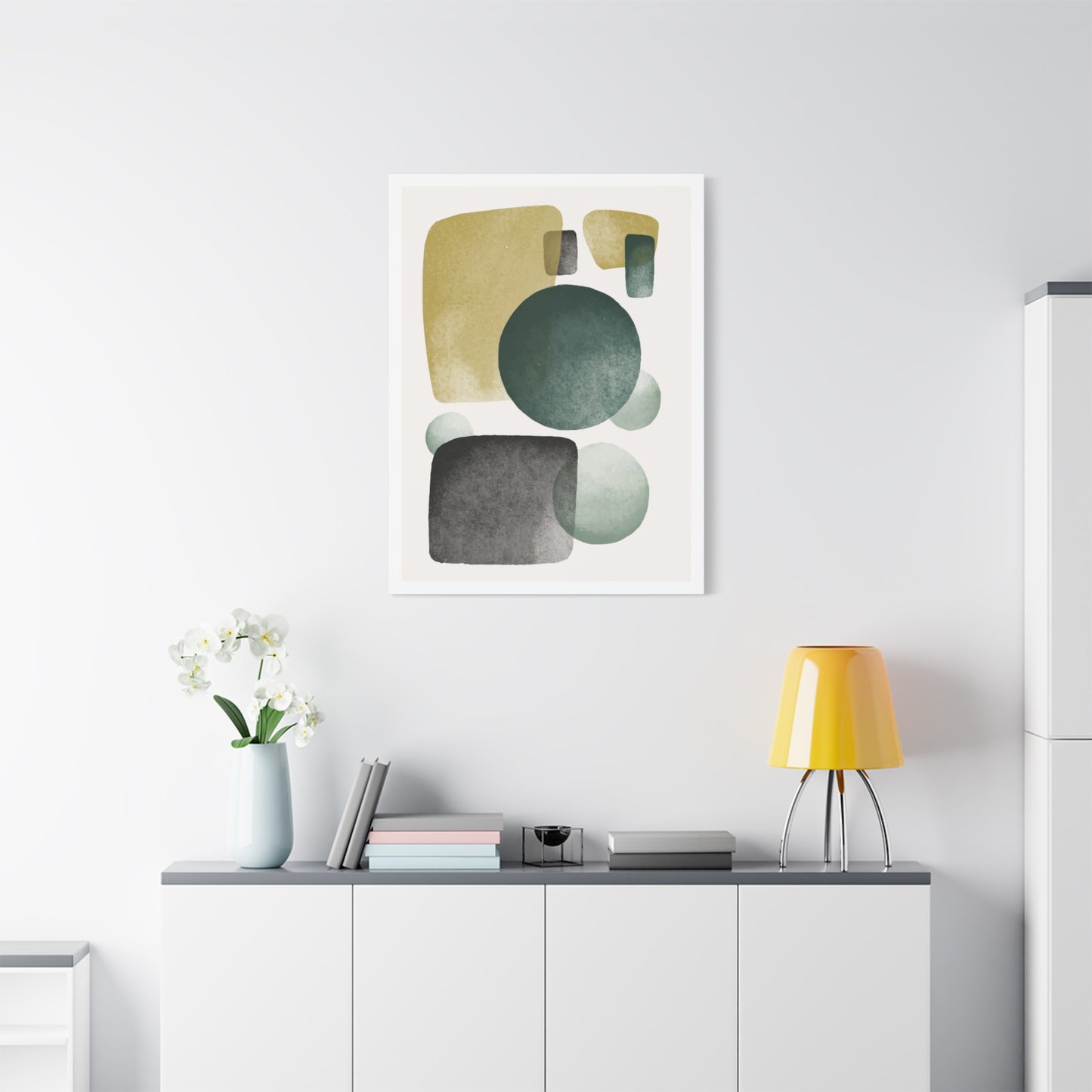 Army Green Art Set 1.1 - Matte Canvas Decor with Minimalist Leaf Design