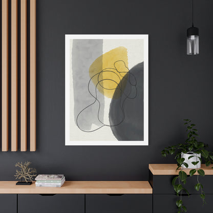 Gold Watercolor Wall Art Set 1.2 - Matte Canvas Decor with Minimalist Leaf Design