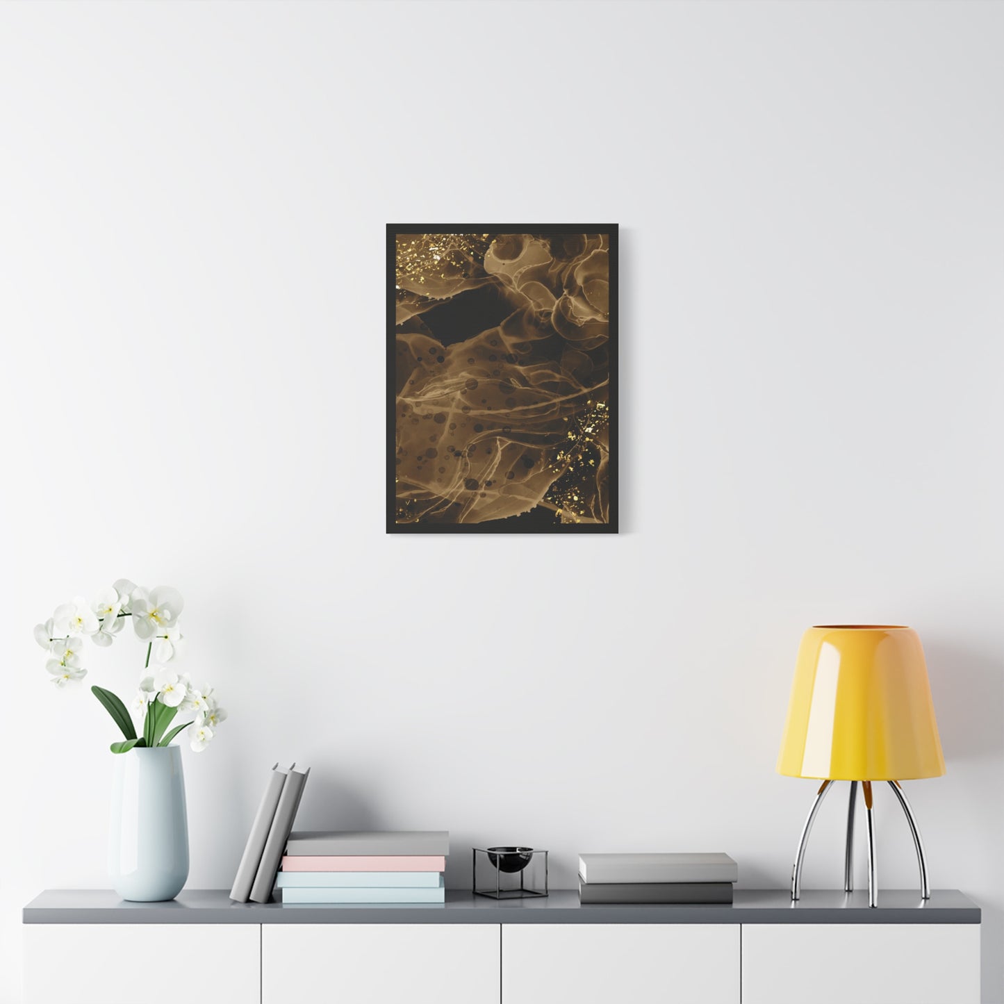 Gold Dust Art Set 1.2 - Matte Canvas Decor with Minimalist Leaf Design