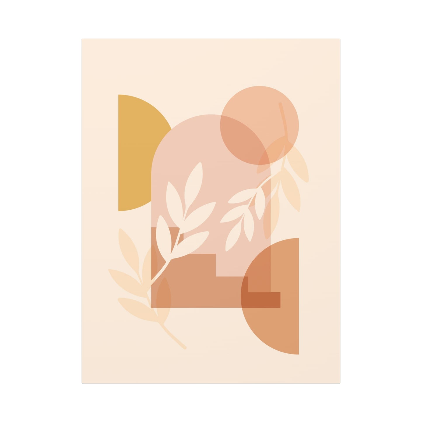 Abstract Terracotta Botanical Art Set 1.1 - Matte Canvas Decor with Minimalist Leaf Design