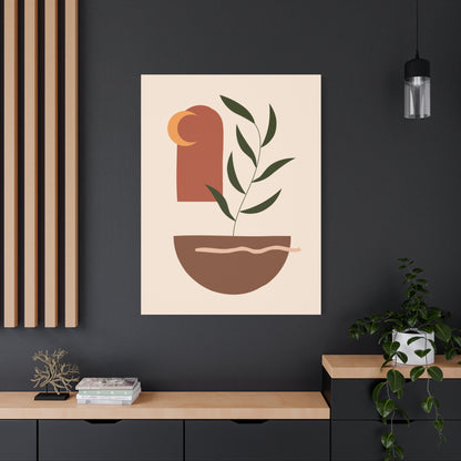 Petal Village Art 1.3 - Matte Canvas Decor with Minimalist Leaf Design