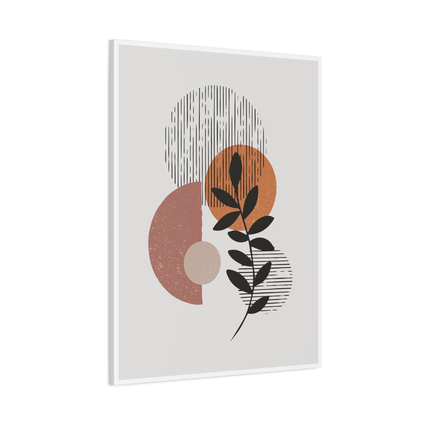 Orange Tone Flower Art Set 1.1 - Matte Canvas Decor with Minimalist Leaf Design