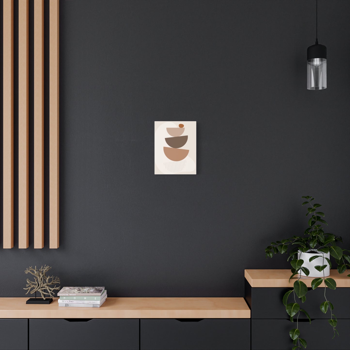 Brown View Wall Art Set 1.2 - Matte Canvas Decor with Minimalist Leaf Design