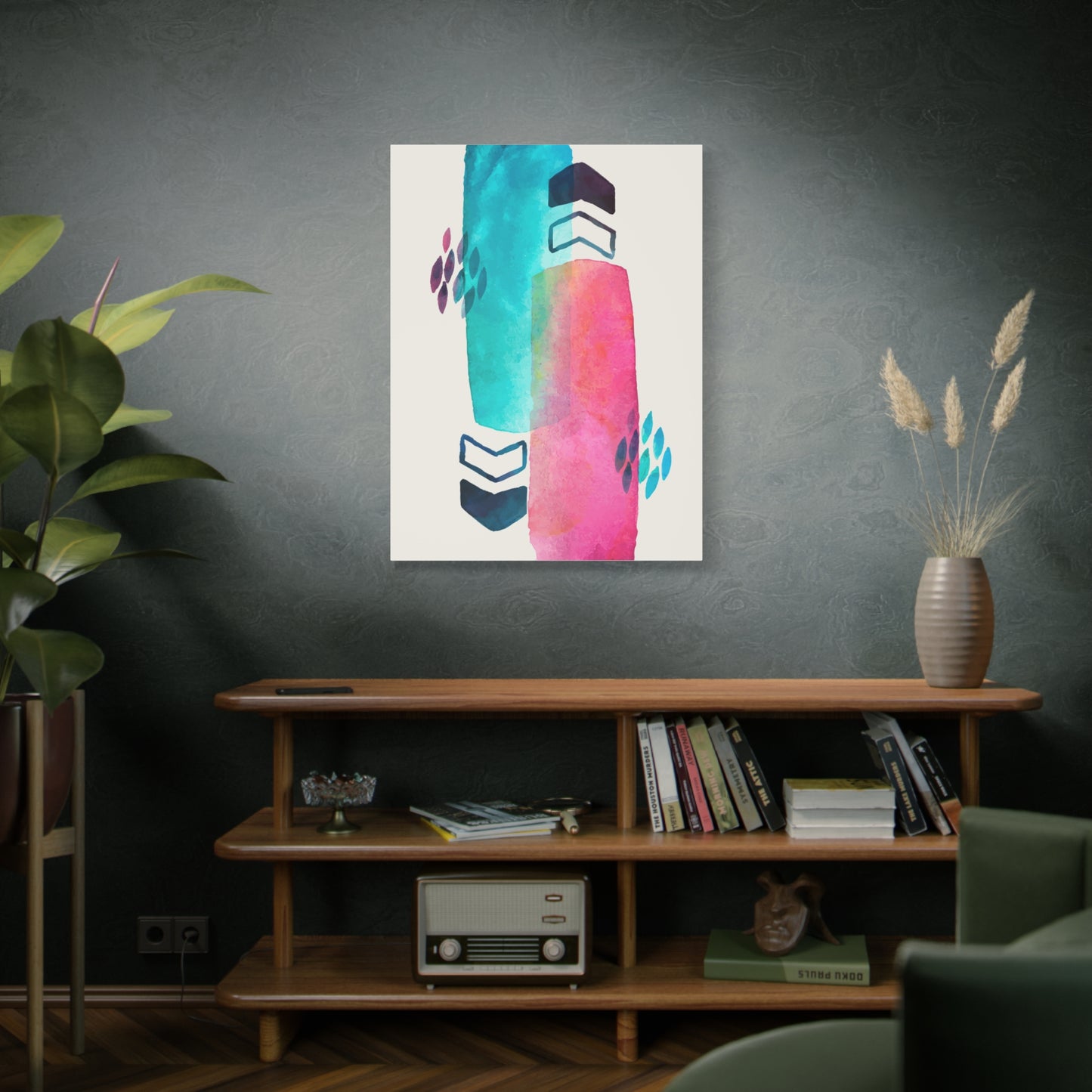 Liquid Calm Art Set 1.2 - Matte Canvas Decor with Minimalist Leaf Design