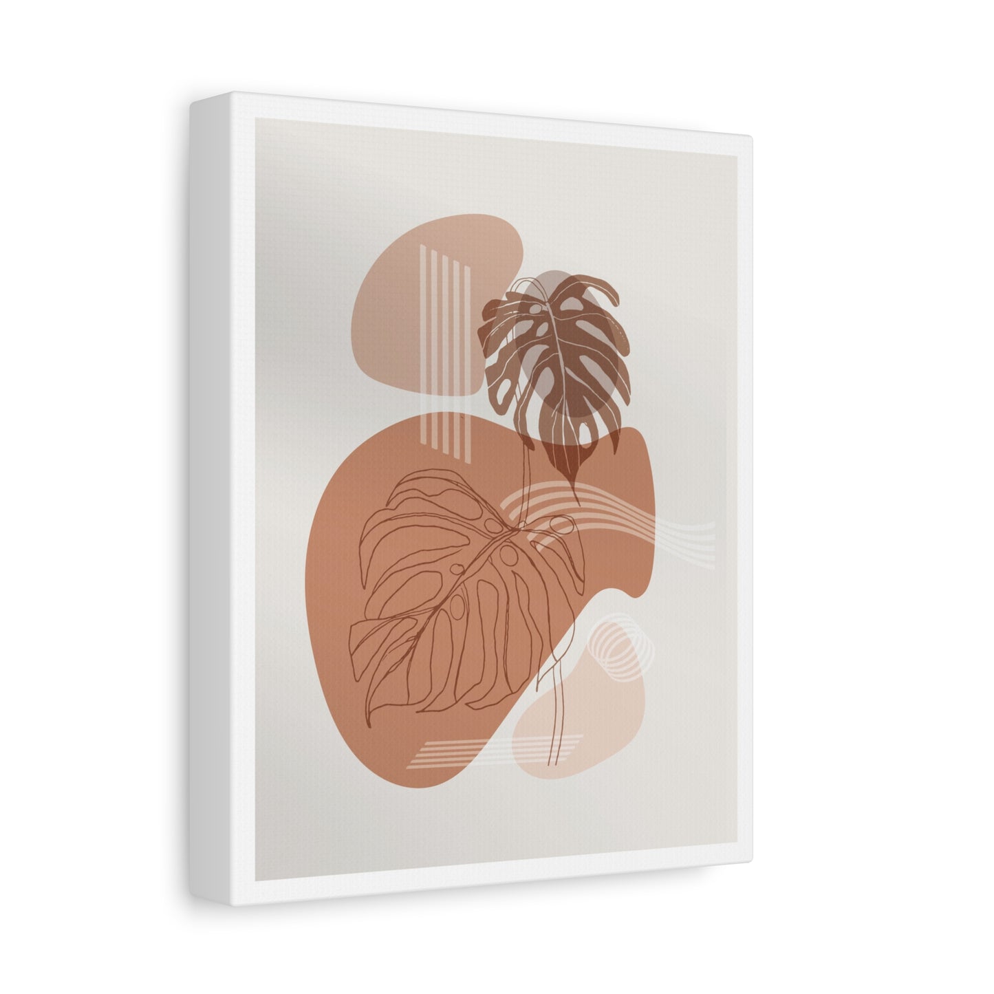 Brown Leaf Wall Painting Set 1.3 - Matte Canvas Decor with Minimalist Leaf Design