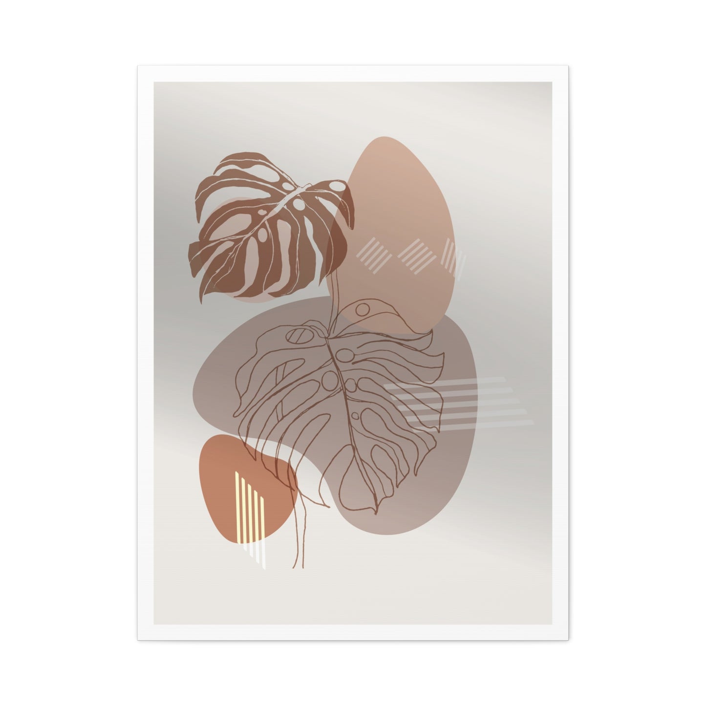 Brown Leaf Wall Painting Set 1.1 - Matte Canvas Decor with Minimalist Leaf Design