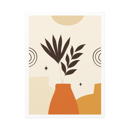 Lunar Bloom Art Set 1.1 - Matte Canvas Decor with Minimalist Leaf Design