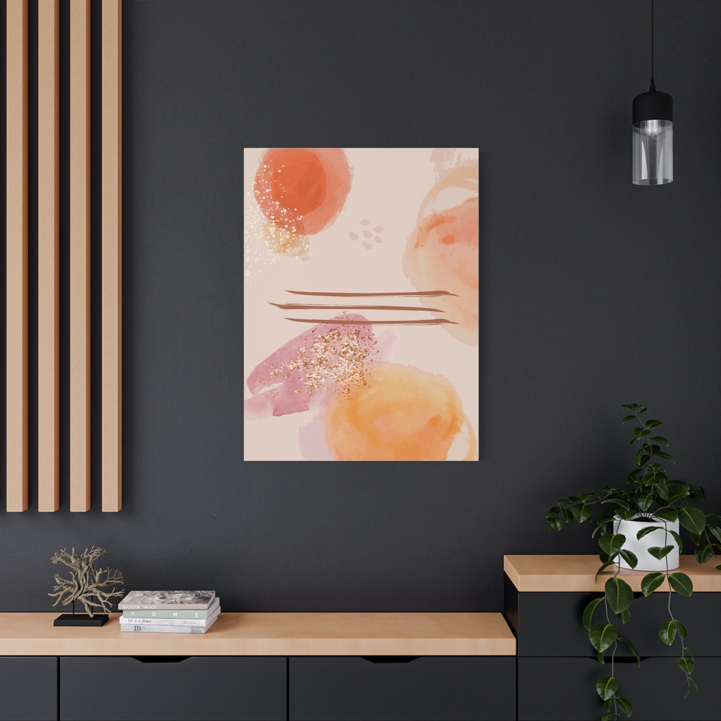 Sunlit Spark Art Set 1.1 - Matte Canvas Decor with Minimalist Leaf Design