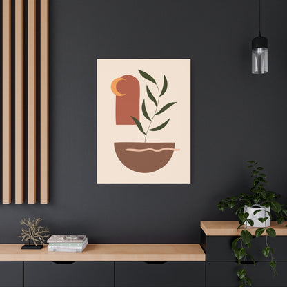 Petal Village Art 1.3 - Matte Canvas Decor with Minimalist Leaf Design