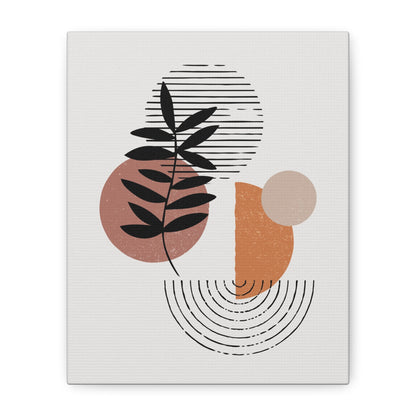 Orange Tone Flower Art Set 1.3 - Matte Canvas Decor with Minimalist Leaf Design